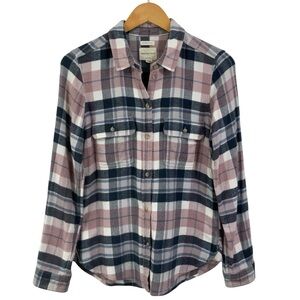 AMERICAN EAGLE Plaid Button Down Flannel Shirt Size Medium Pink Blue White J29